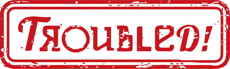 Troubled!-logo in rood