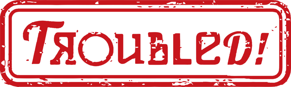 Troubled! logo in red